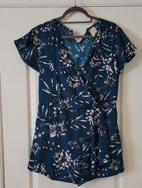Japna Floral Forrest Green Wrap Romper